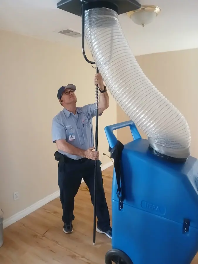 Mini Split Installation technician using HEPA equipment in Guadalupe